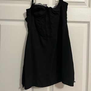 Black formal lace dress with a corset look